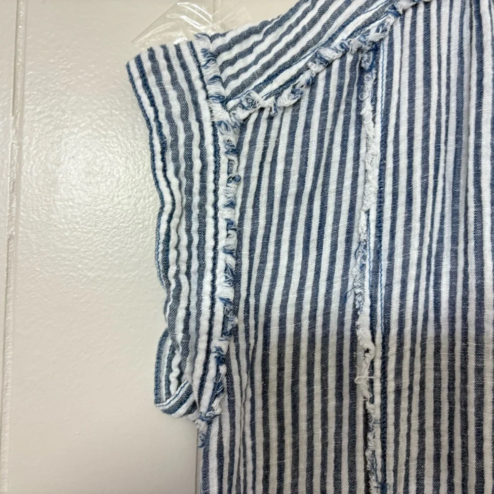 We The Free Sun Beams Indigo Stripe Shirt Size M |Free People Button Down Top - Picture 8 of 12